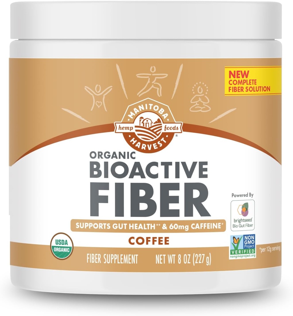 Manitoba Harvest Organic BioActive Fiber Supplement, hizmet başına 6g Fiber ile birlikte, Digestive Hemp & Psyllium Husk Toz, Non-GMO, Vegan ve Kosher, 8oz, Kahve, Kahve,