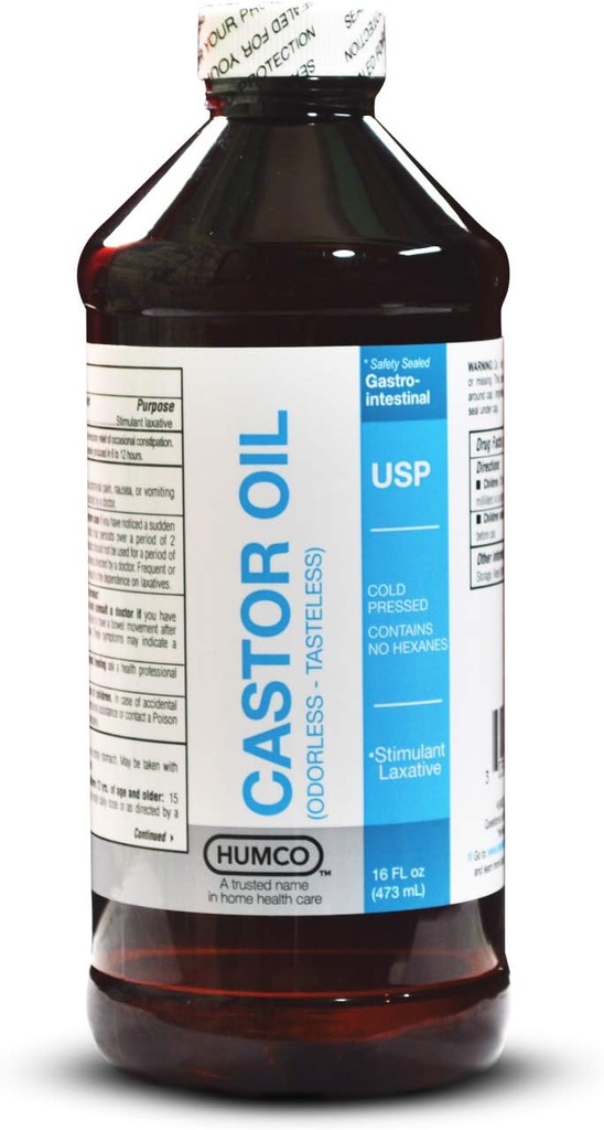 Castor Oil 16oz USP Food Grade Ultra Pure - Skin Healing Stimulate Growth of Hair Eyelashes Eyebrows - Cold Pressed Hexane Free Tasteless Odorless - Laxative For Constipation Labeled For Internal Use