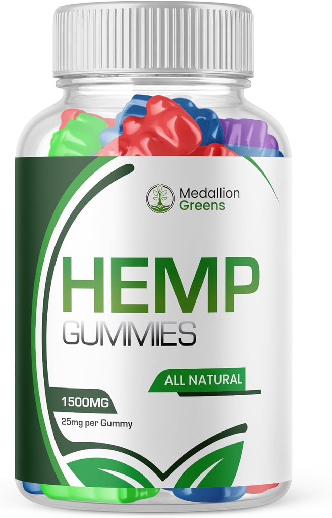 Medallion Greens Gummies - Medallion Greens Hemp Gummies Advanced Strength Performance Hemp Blend Formula, Gummy μεγάλου μεγέθους με 25mg εκχύλισμα κάνναβης, Μεγάλη γεύση 1500mg ανά φιάλη, New 2024 (60 Gummies)