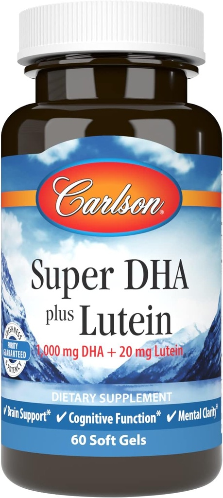 Carlson - Super DHA Plus Λουτεΐνη, 1000 mg DHA + 20 mg Λουτεΐνη, 60 Softgels