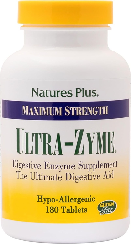 NaturesPlus Ultra- Zyme - 180 δισκία - συμπλήρωμα ενζύμων για την υποστήριξη της υγιούς πέψης - Χωρίς γλουτένη - 90 σερβιρίσματα