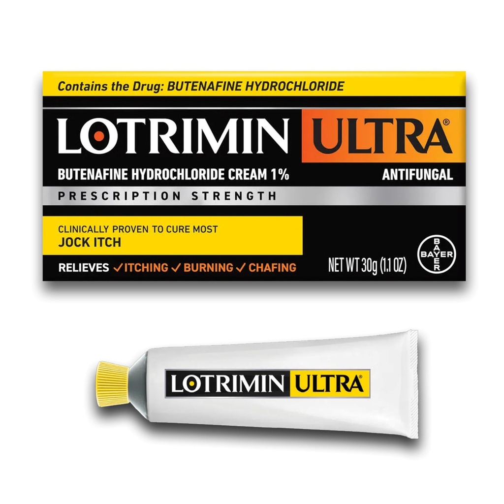 Lotrimin Ultra Antifungal Jock Itch Cream with Butenafine,, Jock Itch Treatment for Men, Women, and Kids Over The Age of 12, 1.1 oz Tube