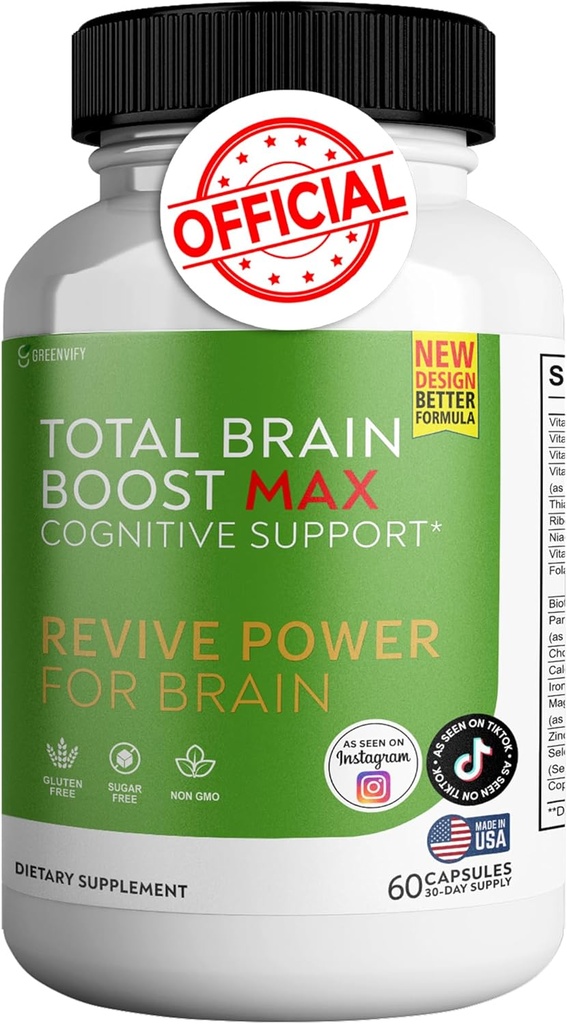 Total Brain Boost - Beyin Desteği Tamamlanmış Memory & Focus Clear Brain Fog & Boost Cognitive Function 120 Natural Capsules