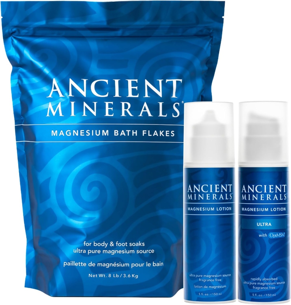Antik Mineraller Magnezyum Banyo Flakes - MSM ile Ultra Çekme ve Lotion Ultra - Pure Truth Zechstein Chloride