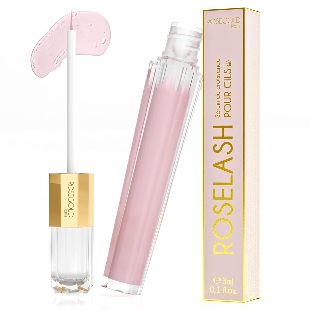 ROSEGOLD ROSELASH Growth Serum for Fuller, Longer, Tier Lashes - Fransa'da % 95 Doğal - Hormonlu, Fragrance-Free - Vegan