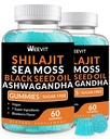 Shilajit Sea Moss Ashwagandha Gummies with Turmeric, Black Seed Oil, C D for Men & Women, Shilajit ve Ashwagandha Gummy, All in 1 Supplements for Immune, Abxia & Energy Support