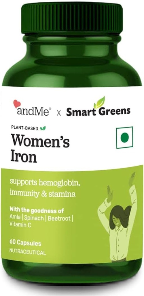 Kadın Demir Tamamı 100% Iron,Vitamin C, Folic Acid & Vitamin B12 Haemoglobin, Boost, Stamina & Energy ve Immunity - 60 Veg Tabletleri
