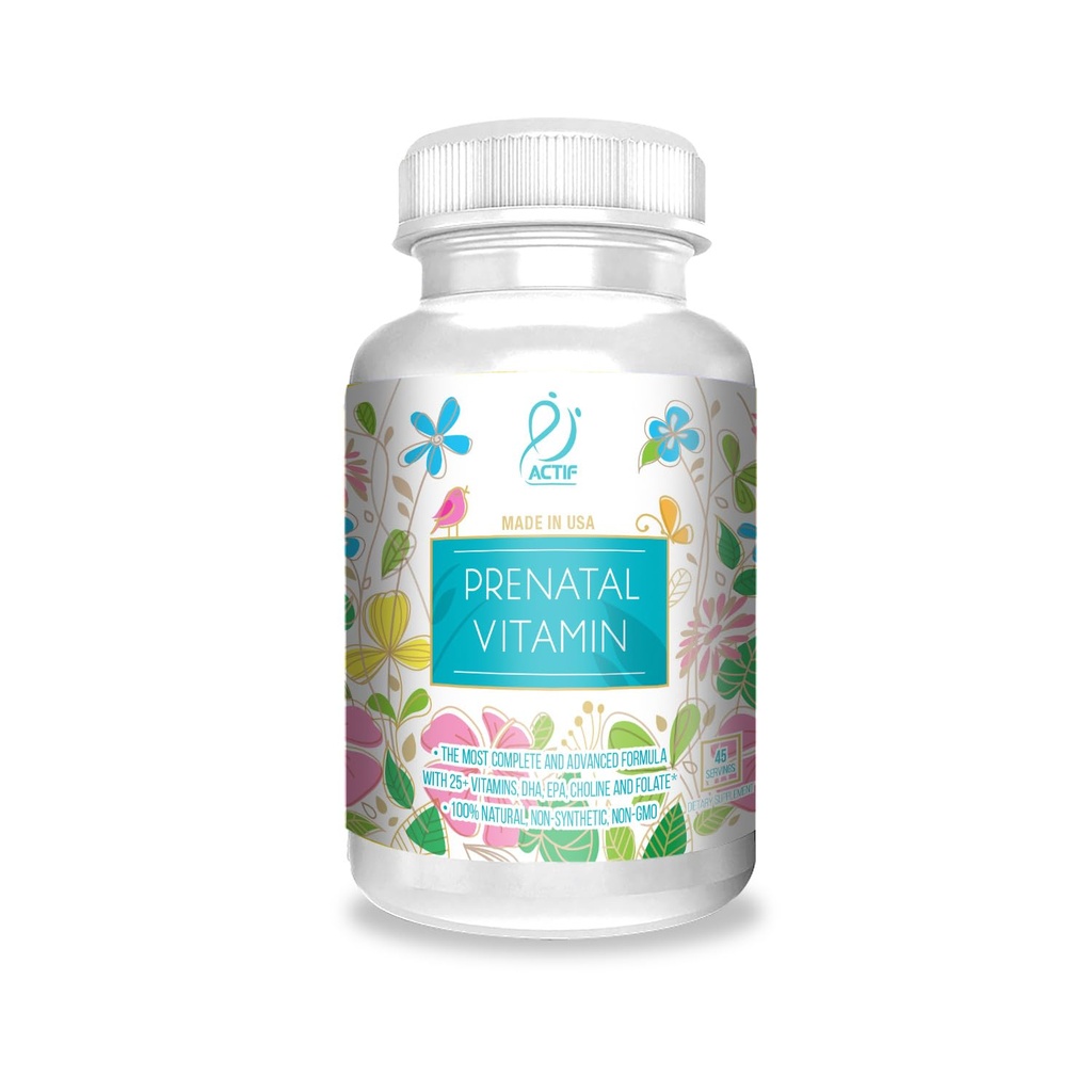 ACTIF Organik Prenatal Vitamin 20+ Vitamins, Omega-3, DHA, Organik Herbs, ABD'de yapılan 90 Count