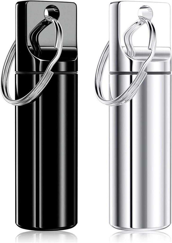 Nipichsha Keychain κάτοχος χαπιών, Φορητό κουτί χαπιών για το πορτοφόλι, Μικρό Pocket Travel Tablet Organizer περίπτωση με Keychain, αδιάβροχο μεταλλικό Tablet Ιατρική μπουκάλι για το ταξίδι, μαύρο & ασήμι