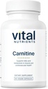 Vital Nutrients Carnitine 500 mg | L-Carnitine Supplement for Heart Health Support | Vegan Energy Support Supplement | Gluten, Dairy, Soy Free | Non-GMO | 60 Capsules
