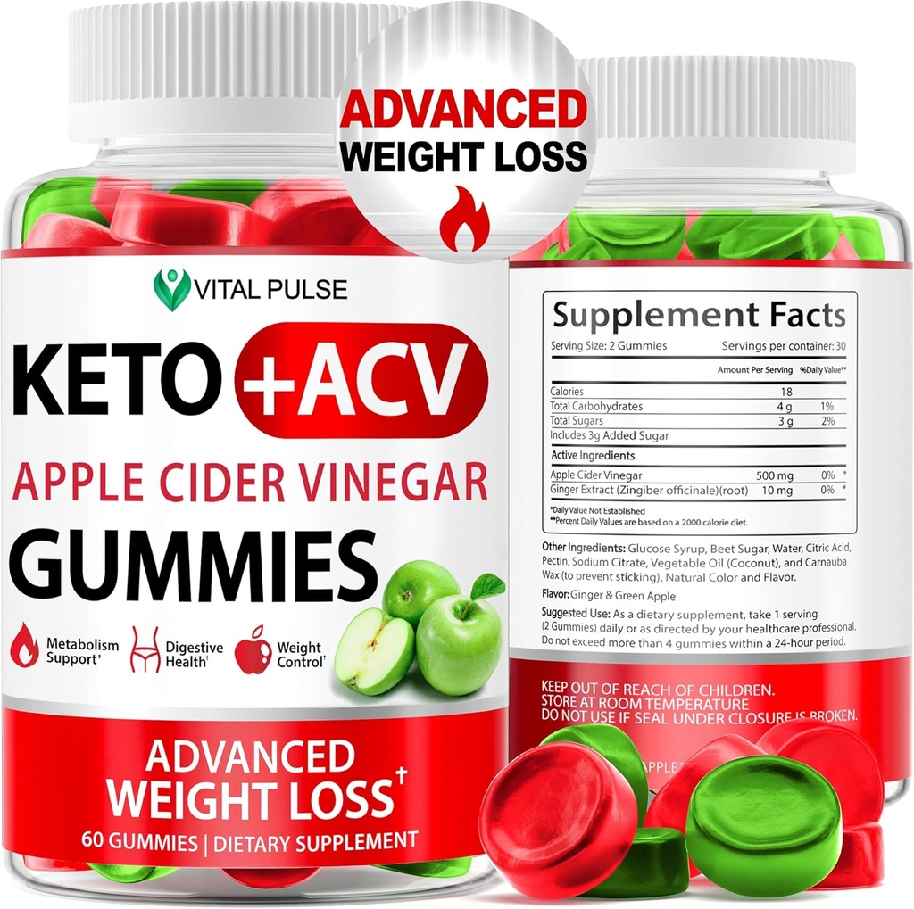 Keto ACV Gummies Advanced Kilo Kaybı - ACV Keto Gummies for Kilo Kaybı Gummy Supplement for Women and Men - Detox - Apple Cider Vinegar - Apple Flavor