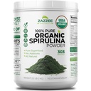 Zazzee Organic Spirulina Powder, 2,2 Λίρες (1 KG), USDA Certified, 303 Εξυπηρετήσεις, Kosher, 100% Καθαρή, μη ακτινοβολημένη, Mess-free Ευρυζωνικό Δοχείο Στόματος, Φρέσκια μυρωδιά και Ουδέτερη Γεύση, Μη ΓΤΟ, Χωρίς Γλουτένη