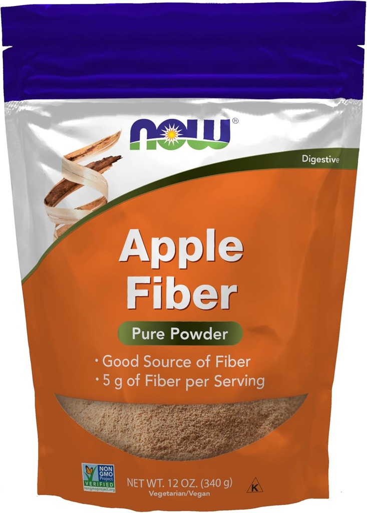 NOW Supplements, Pure Apple Fiber Powder with Apple Pectin, Non-GMO Project Verified, 12-Ounce