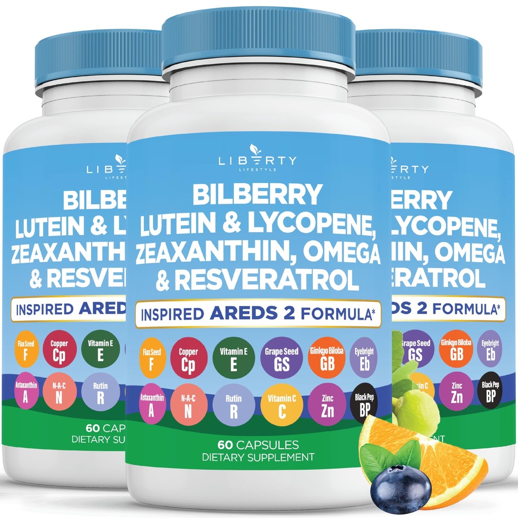 Bilberry, Lutein & Zeaxanthin, Lycopene, Resveratrol, Grape Tohum Takxseed Astaxanthin- AREDS 2180 Capsules