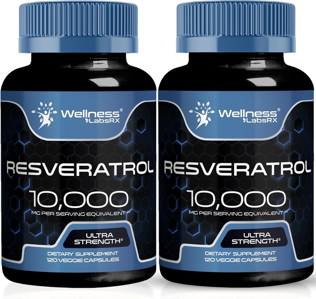 WELLNESS LABSRX Resveratrol 1000 mg Capsules - 240 Kont - Japon Knotweed Extract Resveratrol - 2 Paket