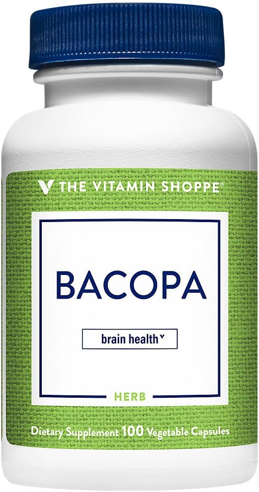 Το Vitamin Shoppe Bacopa 500MG (Bacopa Monnieri), Κλινικά Σπουδασμένη Συστατικό, συμπλήρωμα υποστήριξης του εγκεφάλου, μία φορά την ημέρα (100 κάψουλες)