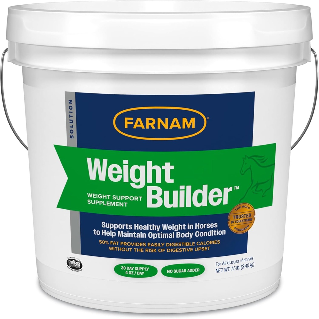 Farnam Βάρος Builder Βάρος Υποστήριξη συμπλήρωμα για τα άλογα, Βοηθά τη διατήρηση της βέλτιστης κατάστασης του σώματος, 7.5 lb, 30 ημέρες προσφοράς