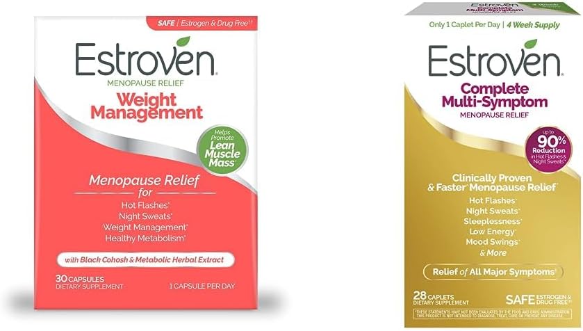 Menopause Relief için Estroven Kilo Yönetimi, Night Ters & Hot Flash Relief,30 CT + Kadınlar için Multi-Symptom Menopause Supplement for Women, 28 CT, Drug-Free & Non-GMOMO