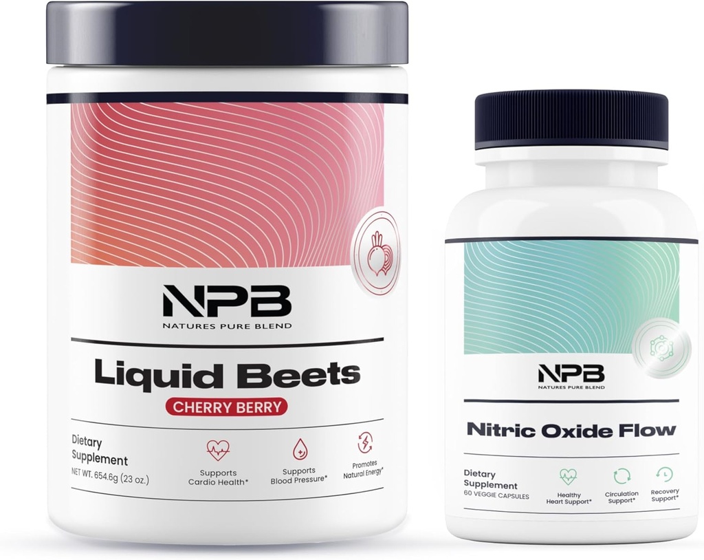 Nature's Pure Blend Nitric Physics Flow & Liquid Beets Sche - Blood Pressure Support, Circulation Art - Organik Arıt Kök Toz 8,000 mg