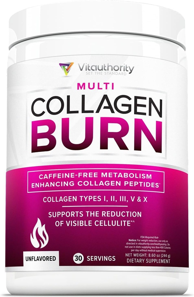 Kilo kaybı için Hidrolyzed Collagen Toz - Burn Ultimate Beauty Kompleksi Kadınlar için Tip I II III V ve X için Fat Yakma Desteği Unflavored 30 Hizmet