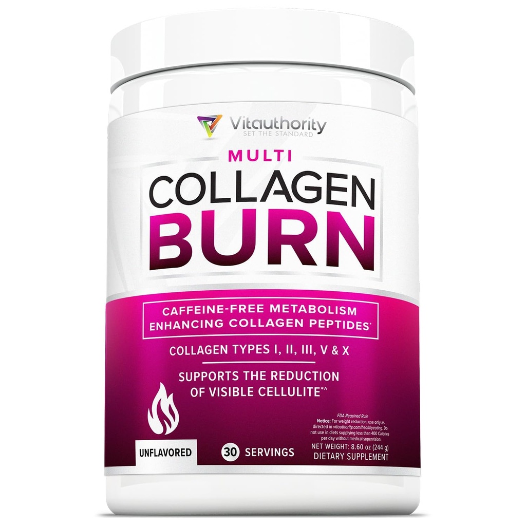 Kilo kaybı için Hidrolyzed Collagen Toz - Burn Ultimate Beauty Kompleksi Kadınlar için Tip I II III V ve X için Fat Yakma Desteği Unflavored 30 Hizmet