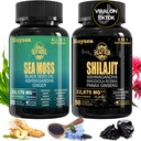 Geloo Superfood Supplement Bundle - 90 Count Sea Moss Κάψουλες (Sea Moss, Black Seed Oil) & 90 Count Pure Shilajit Κάψουλες (Shilajit, Ashwagandha) -1 Pack