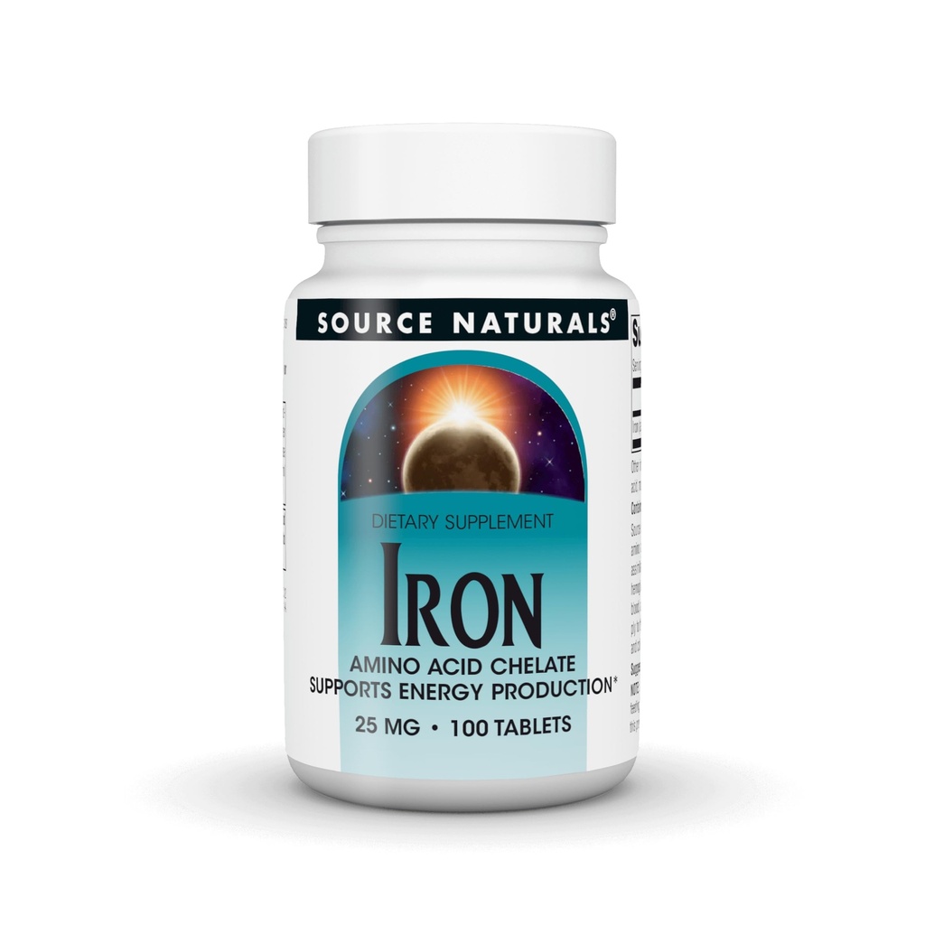 Πηγές Naturals Iron, Amino Acid Chelate - Συμπλήρωμα διατροφής που υποστηρίζει την παραγωγή ενέργειας - 100 δισκία