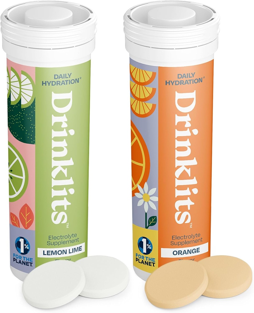 İçecekler Limon-Lime & Orange Electrolyte Tabletler (2) Tube Sche | Citrus Daily Hydration Combo Pack | Delicious Natural Flavors – 0g Sugar – Daily Use | 20 Services - 10 Tabletler Per Tube