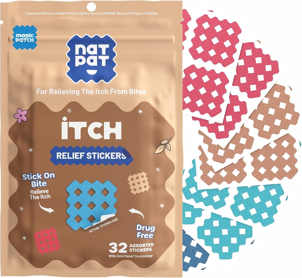 NATPAT Magic Patch Itch Relief Styles - Mosquitos, Ticks, Midges, Sandflies ve Bed Bug Bites - Buzzpatch - 32 Kont