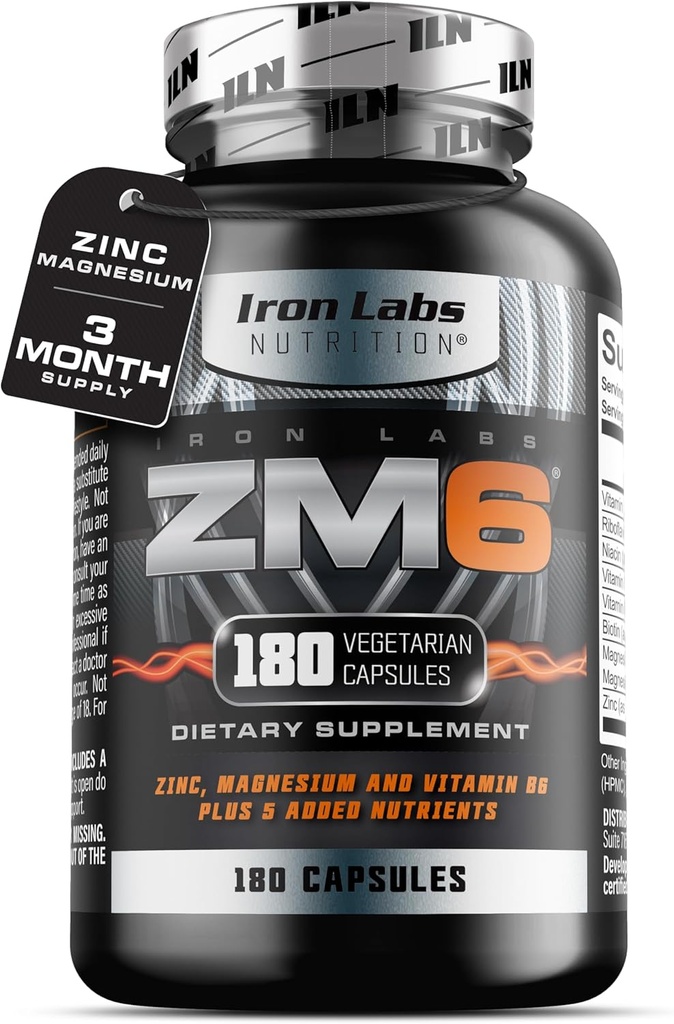 Demir Laboratuvarları ZM6 – 3 Ay Supply – çinko Magnezyum Aspartate Supplement – 180 Vejetaryen Capsules – Magnezyum ve kadınlar için çinko Supplements