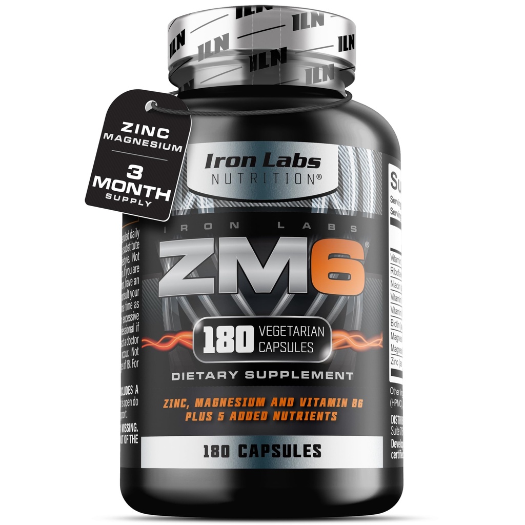 Demir Laboratuvarları ZM6 – 3 Ay Supply – çinko Magnezyum Aspartate Supplement – 180 Vejetaryen Capsules – Magnezyum ve kadınlar için çinko Supplements