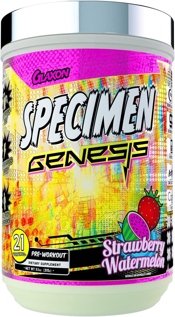 Specimen Full Spectrum High Stimulant Pre-Workout Toz | Supercharged Energy & Muscle Pumps + Focus & Hydration | Great Far-Out Flavors (Strawberry Watermelon V3)