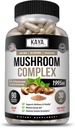 Kaya Naturals Premium Mushroom Kompleks Potent 1995mg Per Servis - Wellness Desteği – Non-GMO & Gluten-Free – 90 Capsules