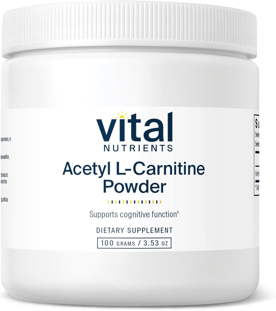 Vital Nutrients Acetyl L-Carnitine Toz | Beyin, Hafıza ve Bilişsel Destek Supplement* | Vegan | Gluten, Süt, Soy Free | Non-GMO | 100 Grams