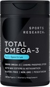 Sports Research® Total Omega-3 Fish Oil 2200mg - Κατασκευασμένο από κριλ Ανταρκτικής w/Astaxanthin, Wild Sockeye Salmon & Alaska Pollock - 960mg EPA & DHA - 120 Softgels