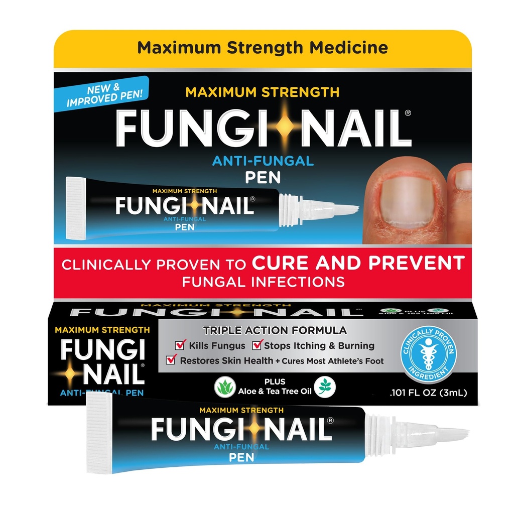 Fungi-Nail Pen Applicator Anti-Fungal Çözüm, Nail & Athlete's Foot'e Tolnaftate ve Klinik Olarak Fungal Enfeksiyonlarını Önleme ve Önlemek Için Yararlı Öldürücü, 0.101 Fl Oz