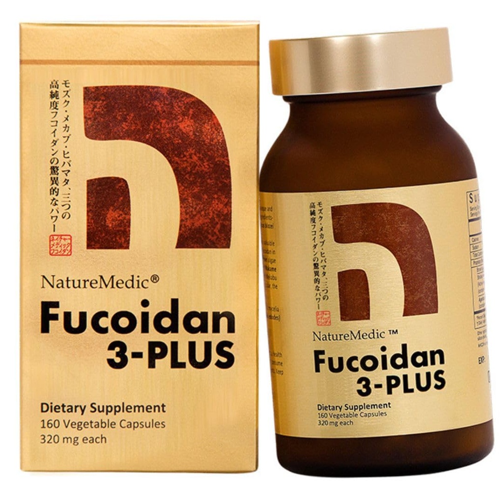 NatureMedic Fucoidan 3Plus Brown Seaweed Immunity Supplement with Three types of Higheight Fucoidan Organic Mekabu Fucus Mozuku Agaricus 160 Sebze Kapsülleri Japonya'da ( Şişe)