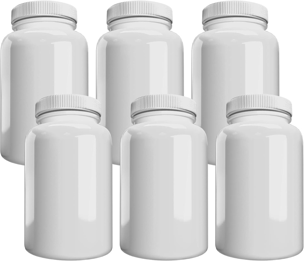 Şirket (6 Pack) Beyaz Pill Şişe Lid, Storage, Plastik Pill Konteyner, 120cc Kapasite Kapasitesi