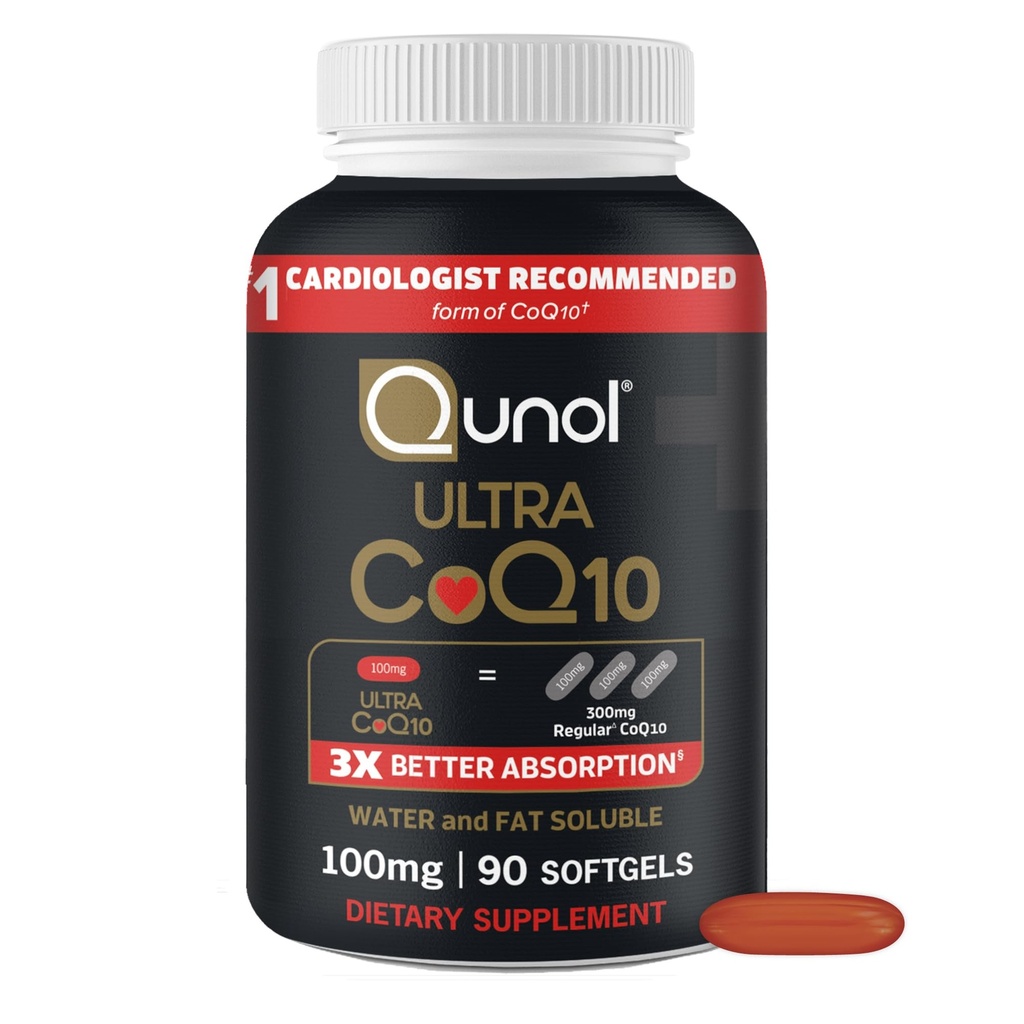 Qunol Ultra CoQ10 100 mg Softgels- 3x Daha İyi Aborpsiyon, Heart Health & Energy Production, Coenzyme Q10 Vitamins ve Supplements, 3 Ay Supply, 90 Count