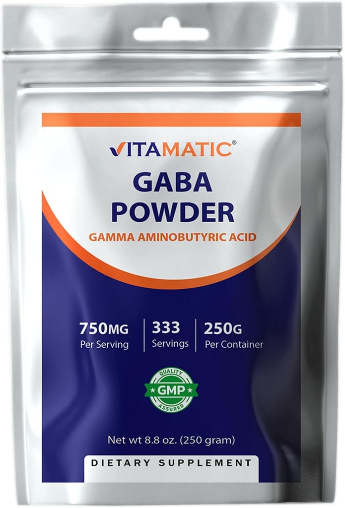 Vitamatic Gamma Brassbutyric Acid Toz 750 mg hizmet başına - 250 Grams - Ayrıca Called GABA - 333 Hizmetler