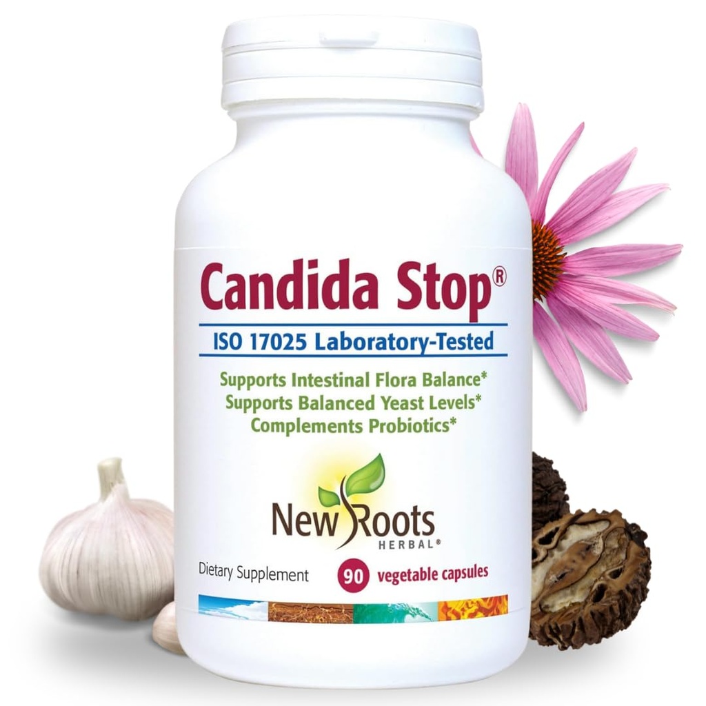 YENİ ROOTS HERBAL Candida Cleanse Detox Supplement (90 Capsules), Stop Candida Overgrowth, Support Balanced Intestinal Flora & Yeast Balance with 11 Potent Herbs + Probiyotiks, Digestion Relief