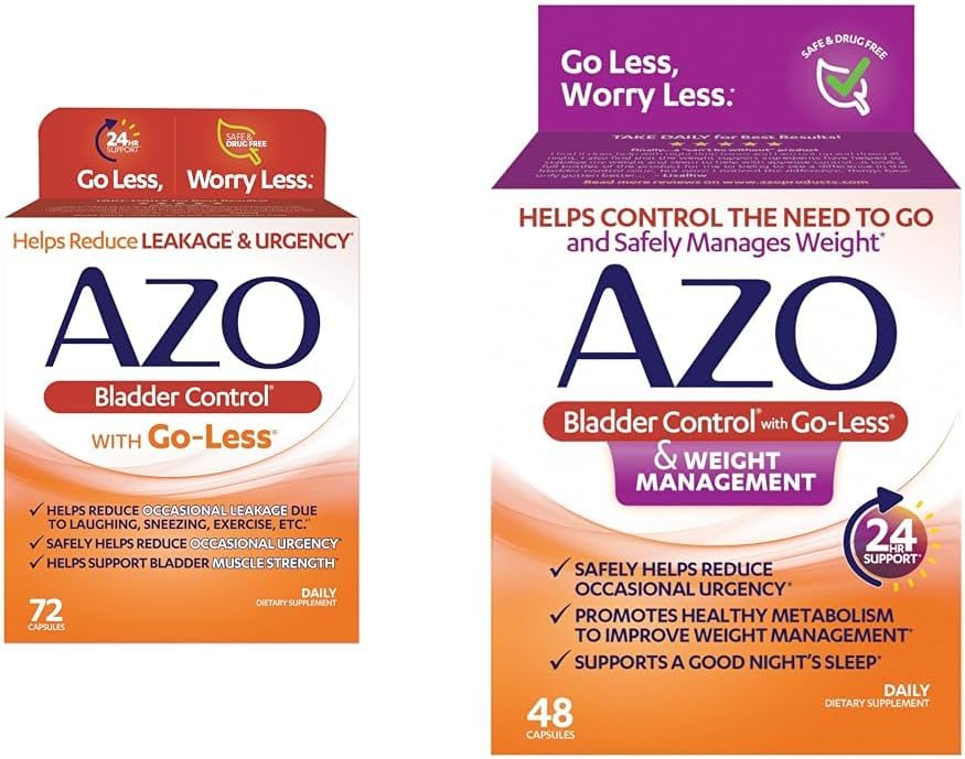 AZO Bladder Control with Go-Less Daily Supplement & Weight Management Dietary Supplement | Helps Reduce Occasional Urgency*| 48 Capsules