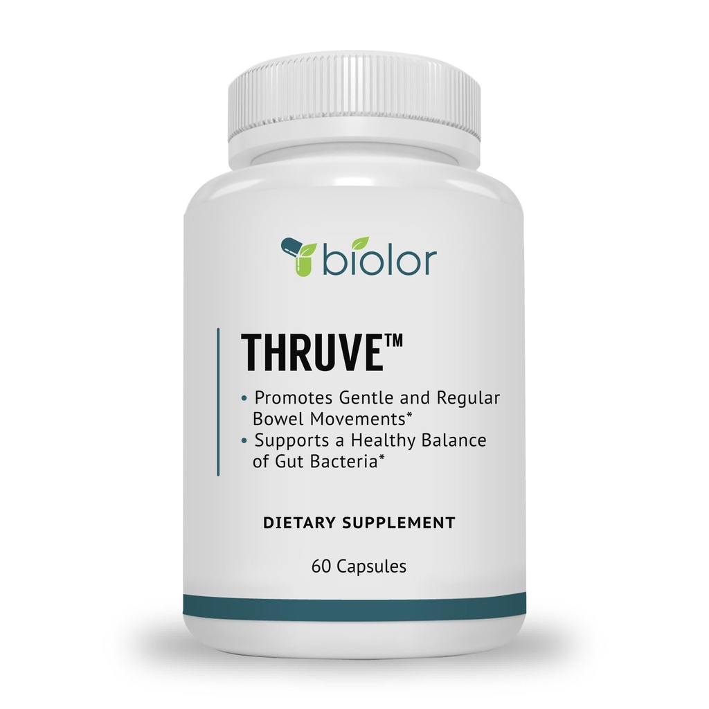Thruve Long-Term Constipation Relief Supplement - Probiyotiks, Prebiyotiks, Natural Laxatives and Fiber All in Easy to Sw Capsules - Best Herbal Laxative Supplement for Constipation - 60 Pills