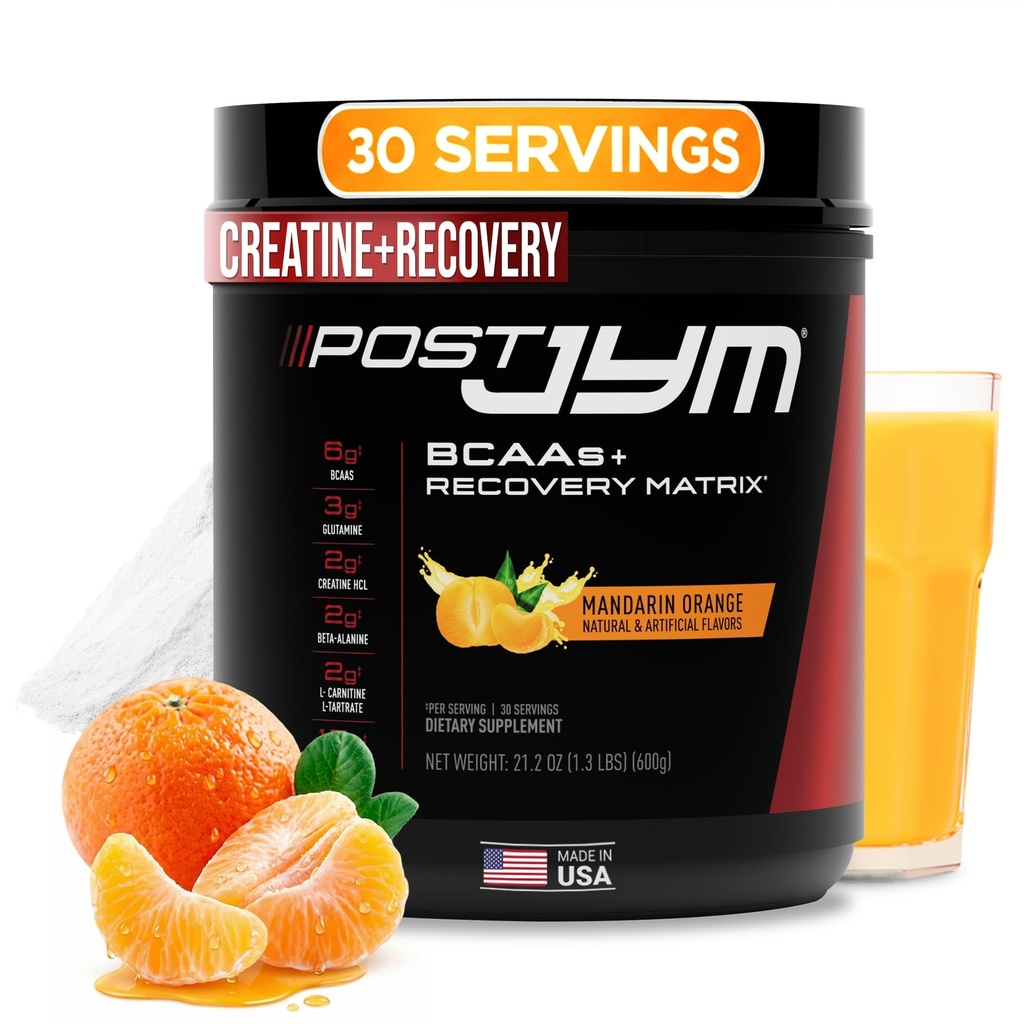 JYM Supplement Science Post JYM Active Matrix Mandarin OrangeEnergy Toz Saf Kretine HCL, BCAA's, Glutamine, Carnitine, Betaine, Taurine for Strength, Repair, Performance 30 Services