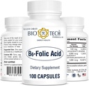 Bio-Tech Pharmacal B6-Folic Acid, 100 Capsules – All-Doğal Supplement – Supports Cardiovascular, Bone, & Nervous System Health – No Dairy, Fish, Gluten, Peanut, Shellfish, Halal, & Soy – No