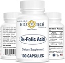 Bio-Tech Pharmacal B6-Folic Acid, 100 Capsules – All-Natural Supplement – Supports Cardiovascular, Bone, & Nervous System Health – No Dairy, Fish, Gluten, Peanut, Shellfish, Halal, & Soy – No