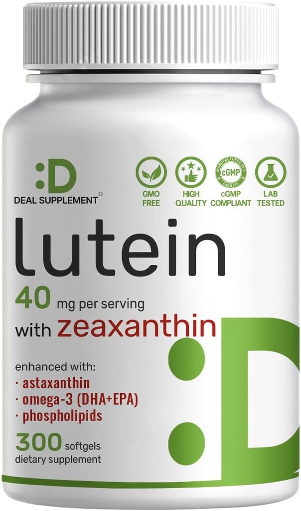 Lutein ve Zeaxanthin Supplements, 40mg Per Servis, 300 Softgels