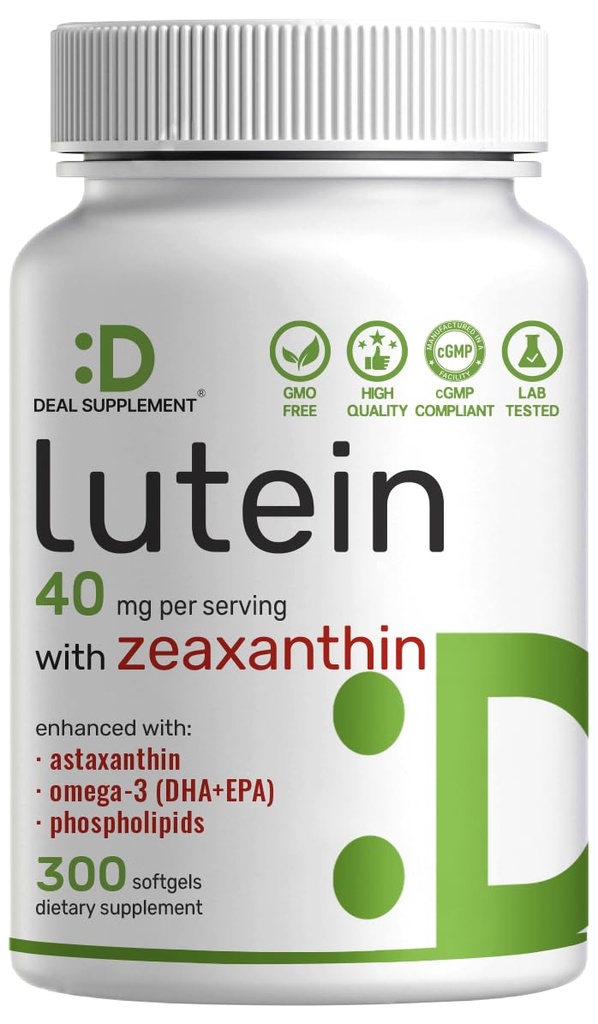 Lutein ve Zeaxanthin Supplements, 40mg Per Servis, 300 Softgels