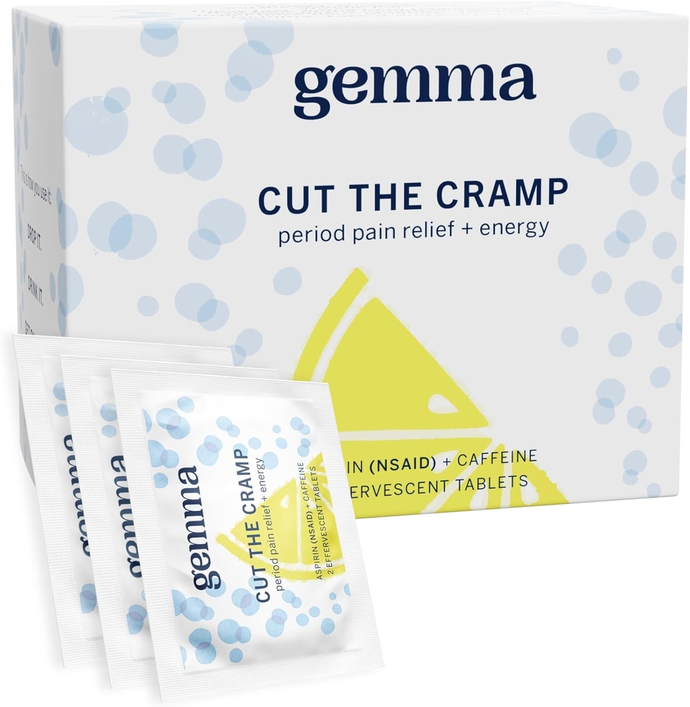 Gemma The Cramp - Fast Menstrual Cramp & Period Pain Relief - Multi-Symptom Formula Anlaşmas Menstrual Cramps, Fatigue, Bloating, Headache in 15 Minutes