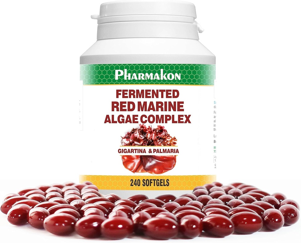 PHARMAKON Kızıl Deniz Algae Kompleksi'ni Fermented Red Marine Algae Kompleksi, Azaltıd Carrageenan Content, Gigartina & Dulse (240, Softgel)
